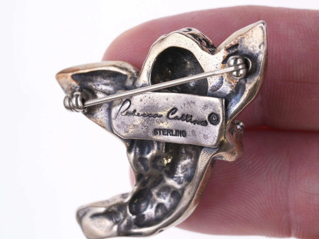 Rebecca Collins Cast Oxidized sterling silver angel pin - Estate Fresh Austin