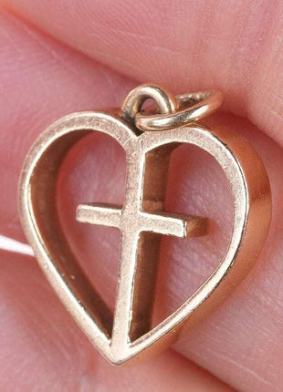 Retired James Avery 14k gold I Love Jesus Cross in Heart charm - Estate Fresh Austin