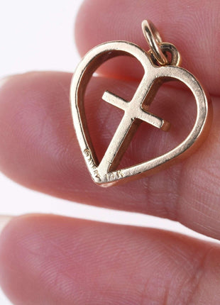 Retired James Avery 14k gold I Love Jesus Cross in Heart charm - Estate Fresh Austin