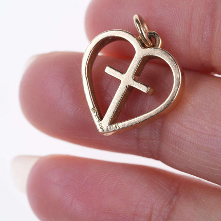 Retired James Avery 14k gold I Love Jesus Cross in Heart charm - Estate Fresh Austin