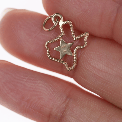 Retired James Avery 14k gold Texas Star charm with rope edge - Estate Fresh Austin