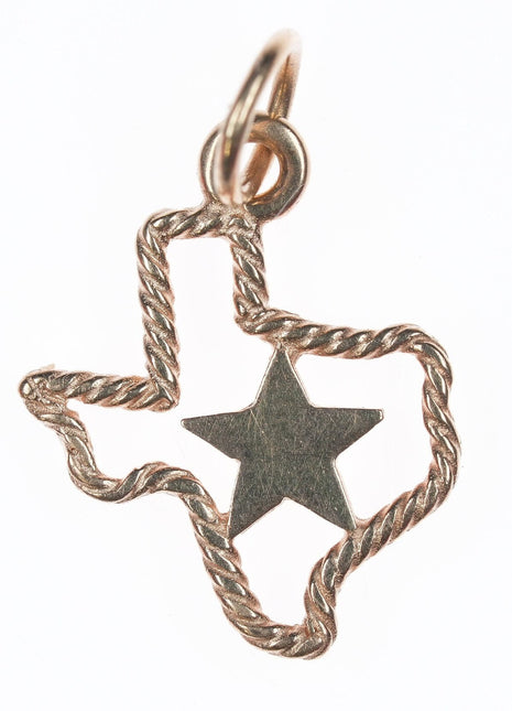 Retired James Avery 14k gold Texas Star charm with rope edge - Estate Fresh Austin