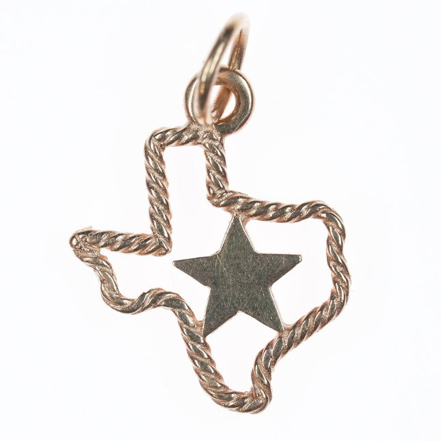 Retired James Avery 14k gold Texas Star charm with rope edge - Estate Fresh Austin