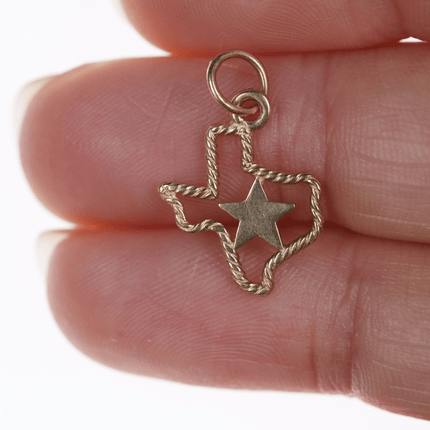 Retired James Avery 14k gold Texas Star charm with rope edge - Estate Fresh Austin