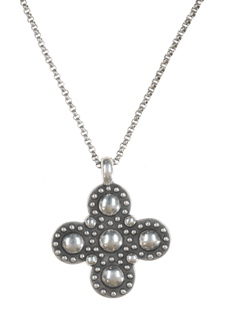 Retired James Avery Beaded cross pendant with necklace in sterling - Estate Fresh Austin