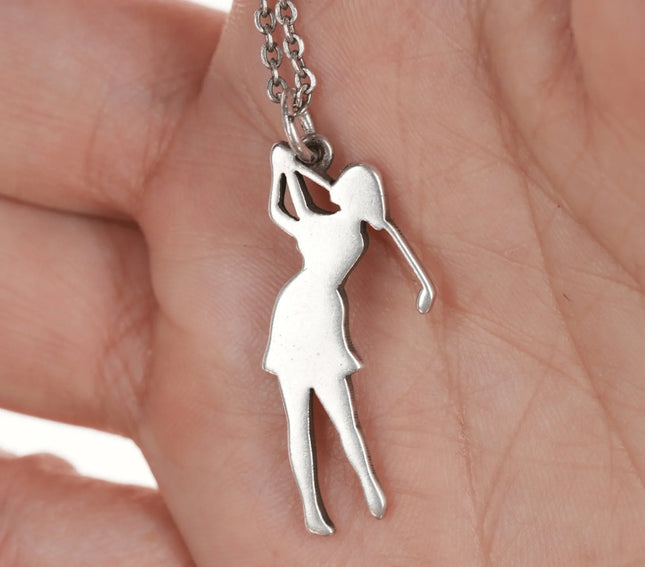 Retired James Avery Golf girl pendant/charm in sterling on 18" necklace - Estate Fresh Austin
