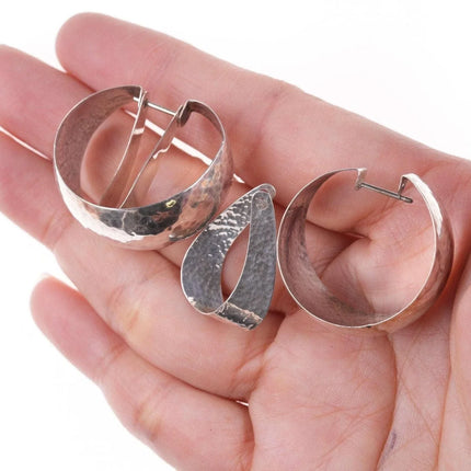 Retired James Avery Hammered sterling Hoop earrings and jackets - Estate Fresh Austin