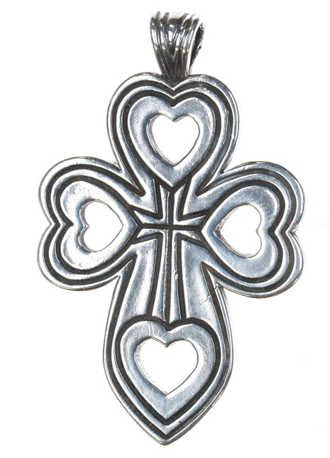 Retired James Avery heart cross pendant sterling silver - Estate Fresh Austin