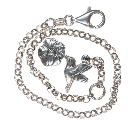 Retired James Avery Hummingbird charm on Italy sterling bracelet - Estate Fresh Austin