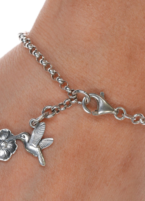 Retired James Avery Hummingbird charm on Italy sterling bracelet - Estate Fresh Austin