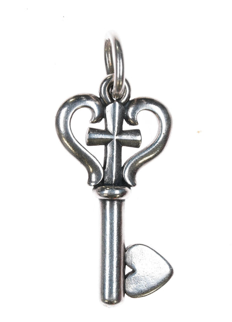 Retired James Avery Key of faith heart pendant sterling silver - Estate Fresh Austin