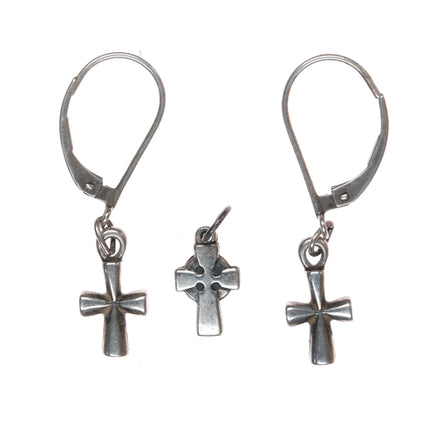 Retired James Avery sterling cross earrings and charm - Estate Fresh Austin