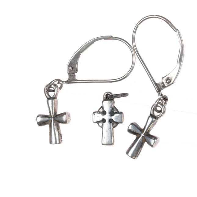 Retired James Avery sterling cross earrings and charm - Estate Fresh Austin