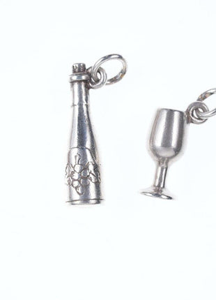 Retired James Avery Sterling Goblet Charm and wine bottle - Estate Fresh Austin