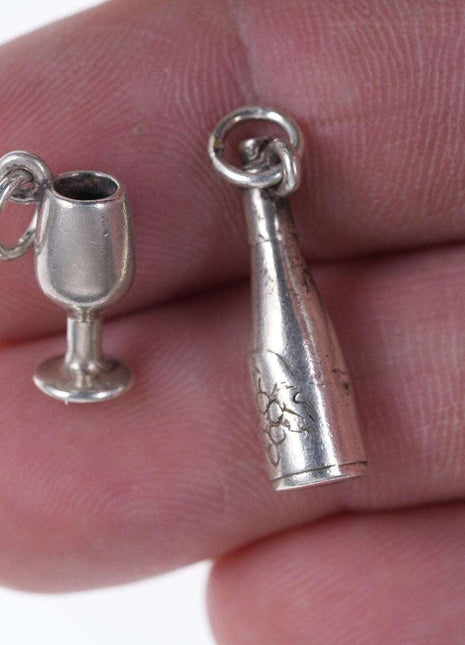 Retired James Avery Sterling Goblet Charm and wine bottle - Estate Fresh Austin