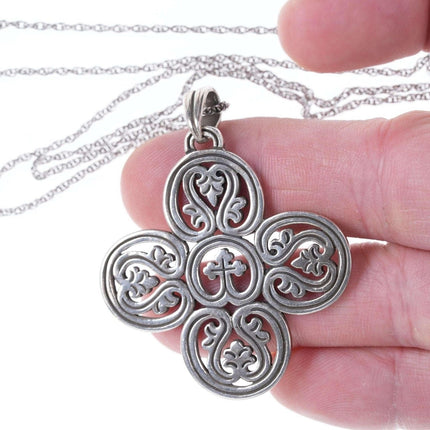 Retired James Avery Sterling Large Scroll and Vine cross on 20" necklace - Estate Fresh Austin