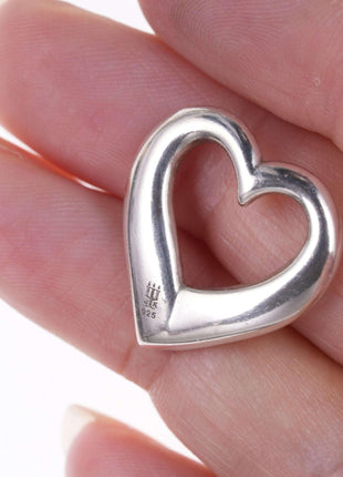 Retired James Avery Sterling Open Heart Pendant on Circle Charm holder on 24" ne - Estate Fresh Austin