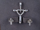 Retired James Avery Sterling silver Cross with Heart pendant and Cross stud earr - Estate Fresh Austin