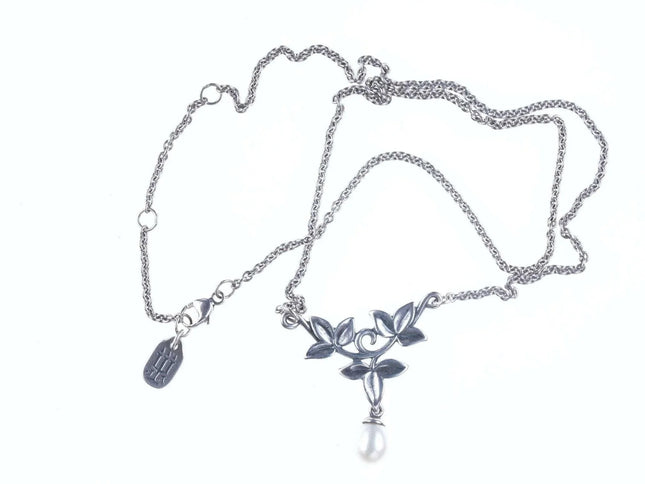 Retired James Avery Sterling Vines and pearl dangle necklace - Estate Fresh Austin