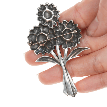 Retired James Avery sunflower brooch in sterling pin - Estate Fresh Austin