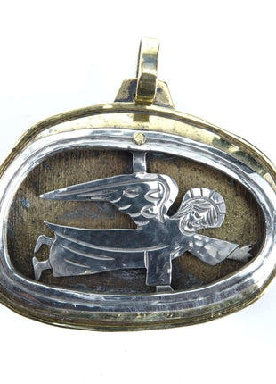 Retired Jeep Collins Sterling and Brass Shadowbox angel Pendant - Estate Fresh Austin