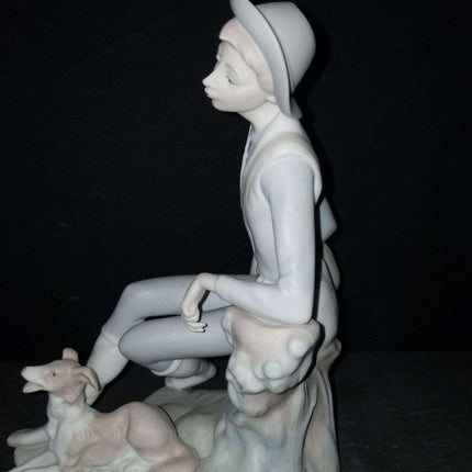 Retired Lladro Shepherd Boy With Dog Figure 4659 C.1969 Rare Early Impressed Mar - Estate Fresh Austin