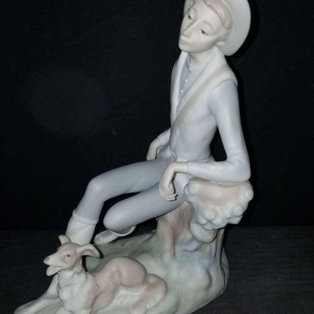 Retired Lladro Shepherd Boy With Dog Figure 4659 C.1969 Rare Early Impressed Mar - Estate Fresh Austin