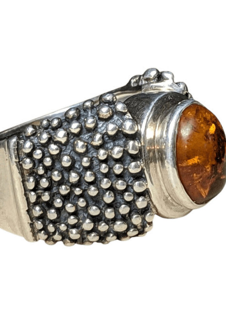 Retired Silpada Chunky Baltic Amber Textured Sterling Ring size 8.5 - Estate Fresh Austin