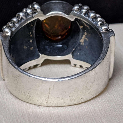 Retired Silpada Chunky Baltic Amber Textured Sterling Ring size 8.5 - Estate Fresh Austin