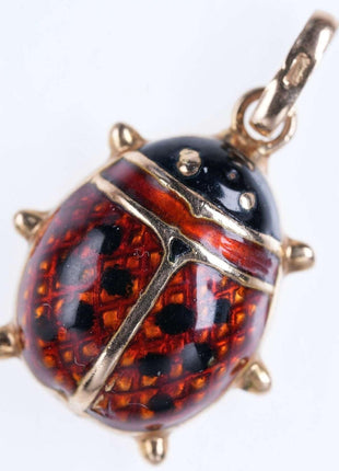 Retro 14k Gold Enamel Ladybug Pendant - Estate Fresh Austin