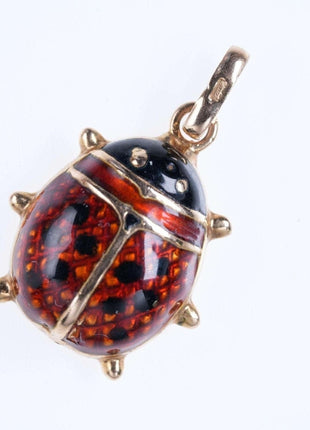 Retro 14k Gold Enamel Ladybug Pendant - Estate Fresh Austin