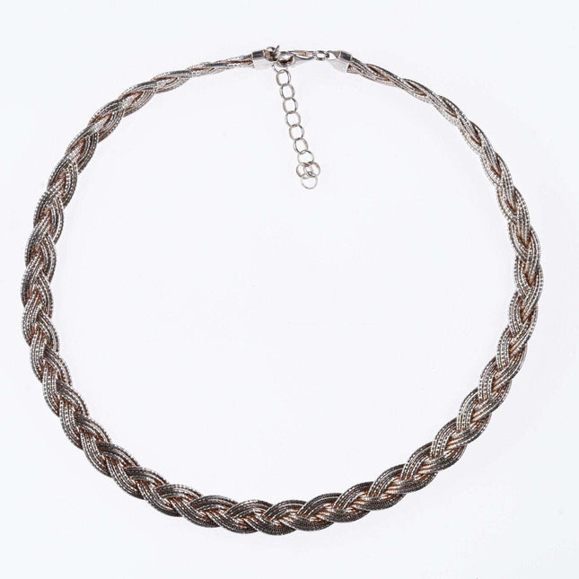 Retro 17" - 19" Adjustable Milor Italian Sterling braided beads necklace - Estate Fresh Austin