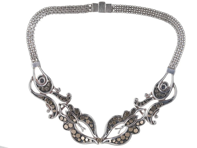 Retro 18" Lanfeld Sterling/14k Collar necklace - Estate Fresh Austin