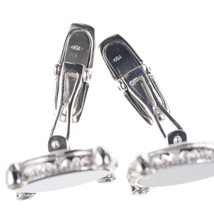 Retro 18k White gold diamond and onyx cufflinks - Estate Fresh Austin