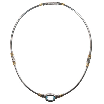 Retro 18k/Sterling blue topaz collar necklace - Estate Fresh Austin