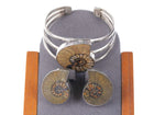 Retro AIS Southwestern Sterling silver Sea fossil cuff bracelet and earrings - Estate Fresh Austin