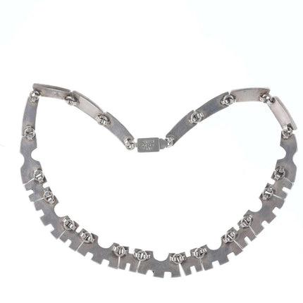 Retro Aztec Style Mexican Sterling silver chip inlay choker necklace - Estate Fresh Austin