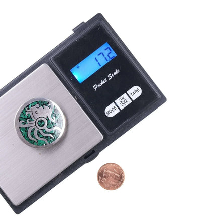 Retro Aztec/Incan warrior sterling chip inlay Pendant/pin - Estate Fresh Austin