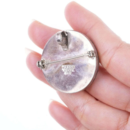 Retro Aztec/Incan warrior sterling chip inlay Pendant/pin - Estate Fresh Austin