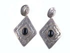 Retro Ben Shiley Navajo stamped silver and onyx earrings - Estate Fresh Austin