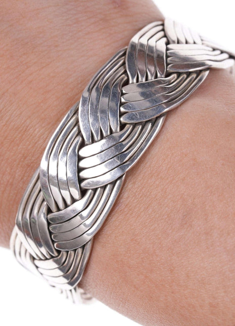 Retro Braided Mexican sterling bracelet - Estate Fresh Austin