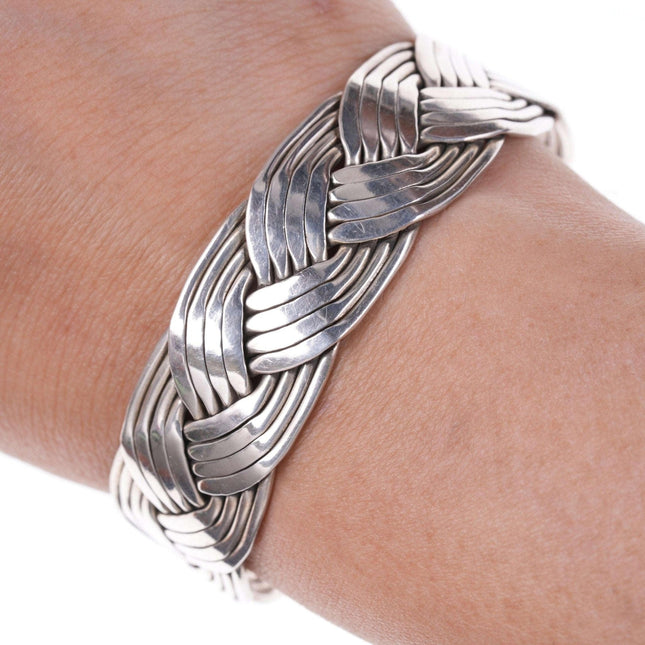 Retro Braided Mexican sterling bracelet - Estate Fresh Austin