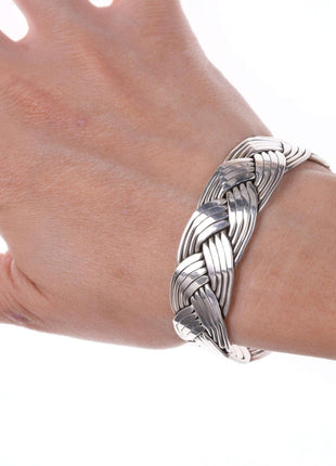 Retro Braided Mexican sterling bracelet - Estate Fresh Austin