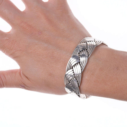 Retro Braided Mexican sterling bracelet - Estate Fresh Austin