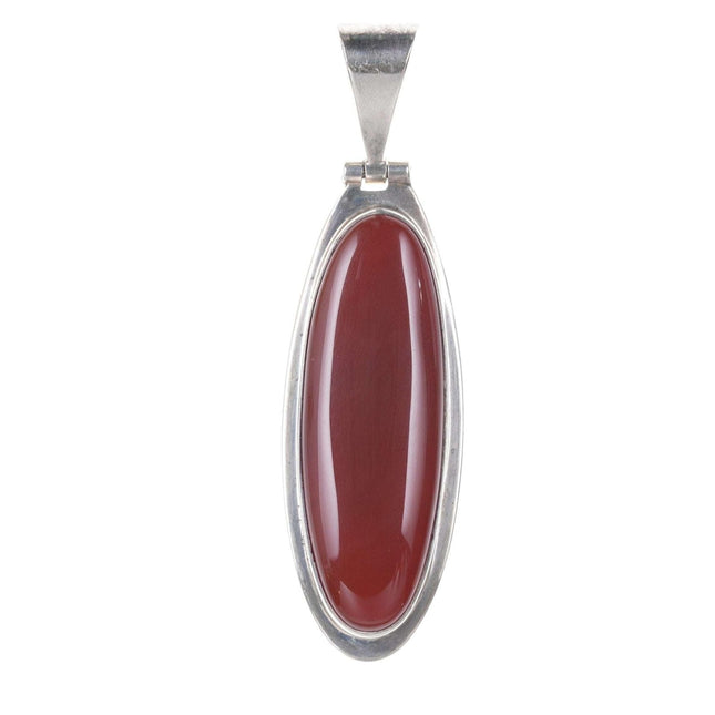 Retro Carnelian Mexican Modernist sterling pendant - Estate Fresh Austin