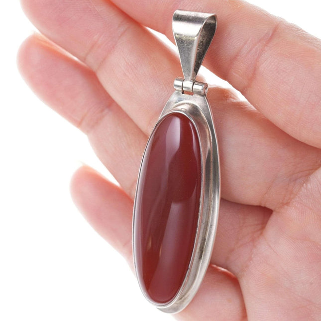 Retro Carnelian Mexican Modernist sterling pendant - Estate Fresh Austin