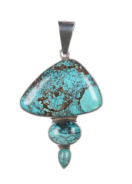 Retro Charles Albert sterling turquoise freeform pendant - Estate Fresh Austin