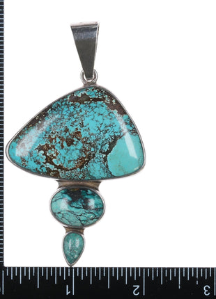 Retro Charles Albert sterling turquoise freeform pendant - Estate Fresh Austin