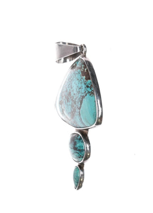 Retro Charles Albert sterling turquoise freeform pendant - Estate Fresh Austin