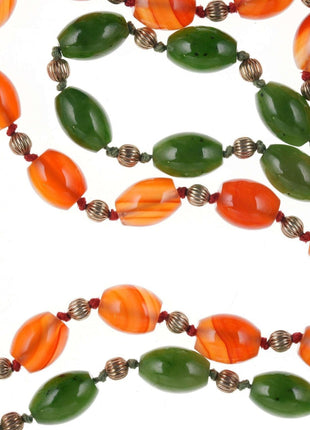 Retro Chinese 34" Agate/Nephrite Jade necklaces - Estate Fresh Austin